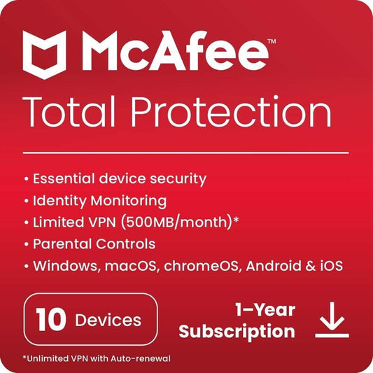 McAfee Total Protection Antivirus 2023 10 Devices 1 Year - My Store