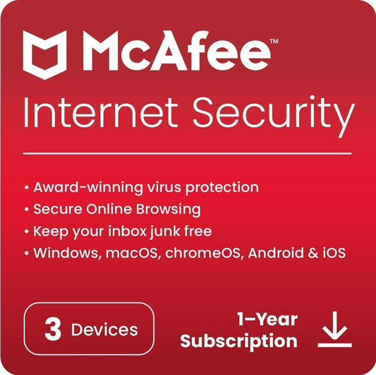 McAfee Internet Security Antivirus 2023 3 Devices 1 Year - My Store
